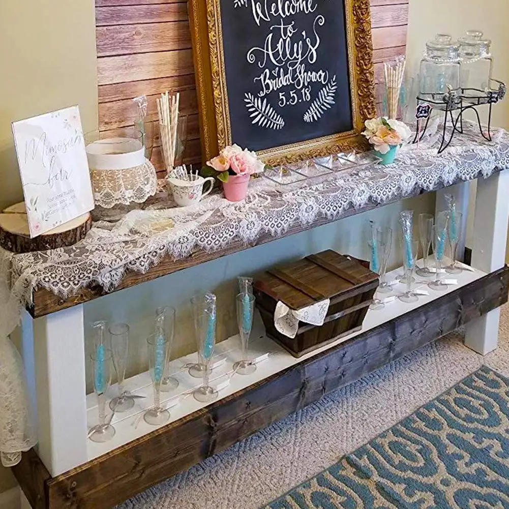 Description Picture 5 of item300cm Vintage White Lace Table Runner Overlay Lace Fabric Tablecloth for Rustic Wedding Reception Table Decor Boho Party Decor