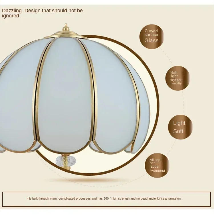 Description Picture 5 of itemEuropean Luxury Copper Floor Lamp Table  Bedroom Bedside European Table  Living Room Floor