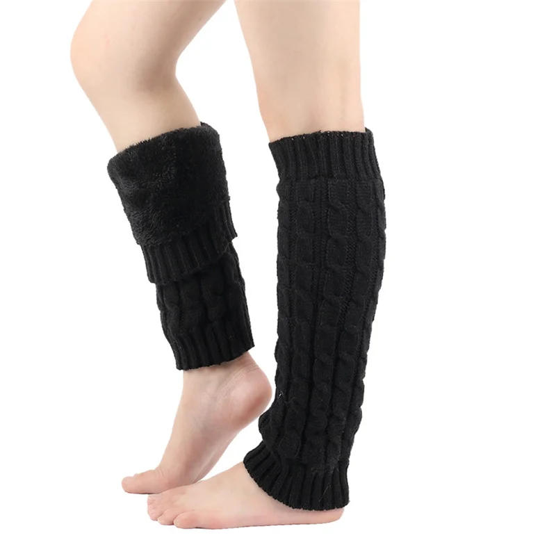 Description Picture 3 of itemFashion Women Knitted Leg Warmer Winter Warm Thermal Plush Leg Warmers Knee High Socks Boot Cuffs Streetwear 2024