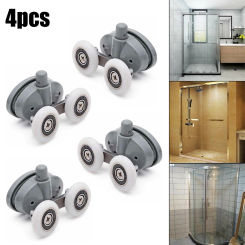 4pcs Twin Bathroom Shower Door Roller Runner Wheels Sliders 19/23/25/27mm Dia Shower Rooms Cabins Door Pulley Hardware Accessori