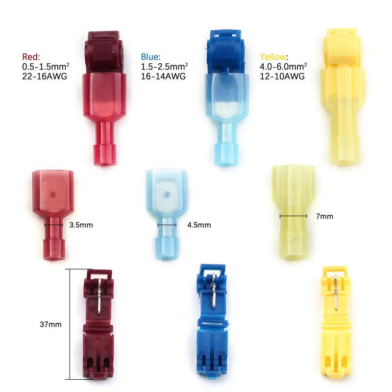 Description Picture 3 of item10/20/50/100Pcs T-Tap Connector Quick Electrical Cable Connector Snap Splice Lock Wire Terminal Waterproof Crimp Wire Terminal