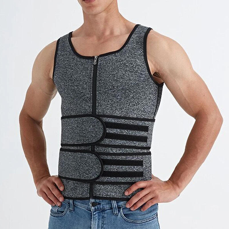 Description Picture 2 of item1pcs Men's corset Waist Trainer Men Slimming Body Shaper Vest Zipper Velcro Strap Correction Abdomen Tank Top Fitness Shapewear