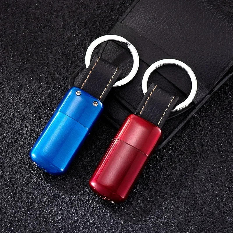 Description Picture 3 of itemMetal Mini Grinding Wheel Keychain Lighter Windproof Inflatable Open Fire Portable Cigarette Lighter Outdoor Lighter