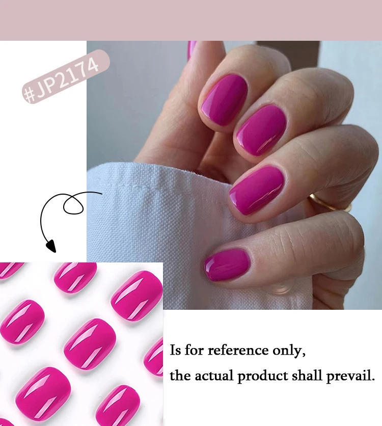 Description Picture 5 of itemSolid Color Glossy Wearable Nail Art Lovely Short Round Fake Nails Detachable Finished False Nails Press on Nails with Glue