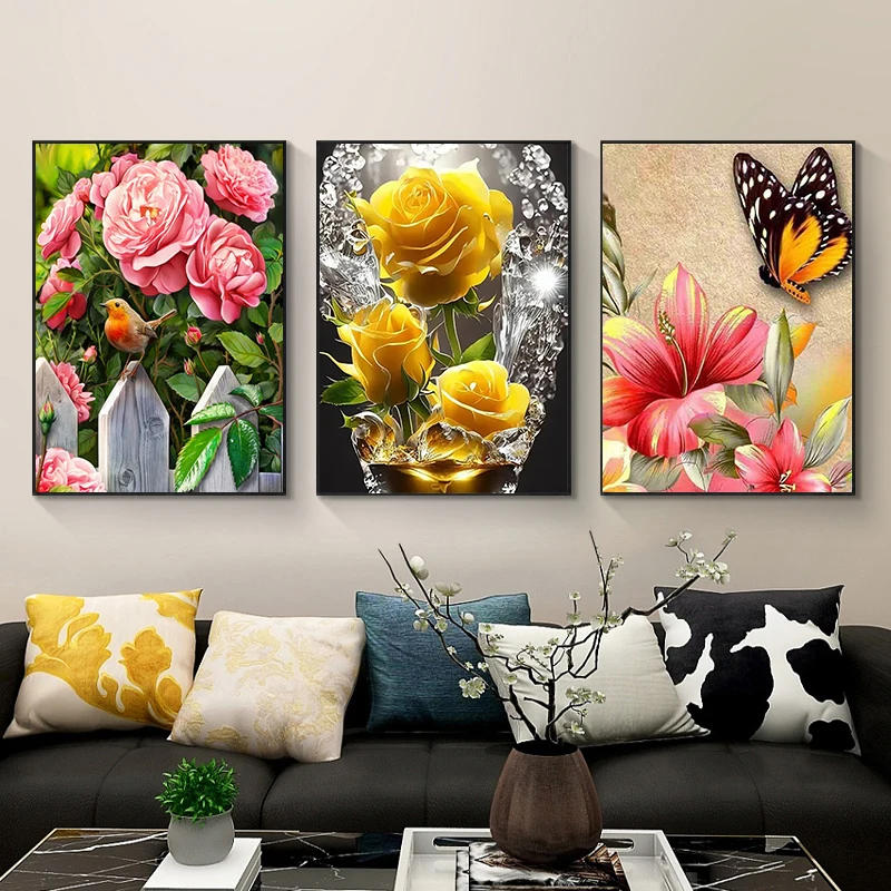 Description Picture 3 of item5D DIY Diamond Painting Cute Cat Beautiful Flower Scenery Mosaic Diamond Embroidery Painting Full Round Rhinestone Home Decor