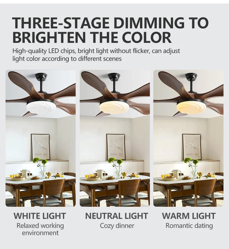 Description Picture 6 of itemLED Ceiling Fan Light 58Inch Modern 96W Strong Winds Restaurant Living Room Household Electric Fan Mute With Lamp Ceiling Fan