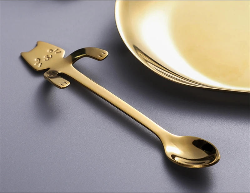 Description Picture 6 of itemStainless Steel Coffee Spoon Lovely Cute Cat Shape Teaspoon Dessert Snack Scoop Ice Cream Mini Spoons Tableware Kitchen Tools