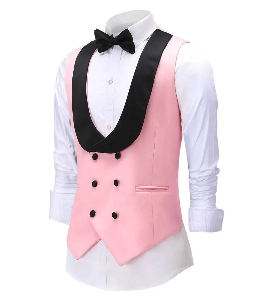 Description Picture 3 of itemcustom Men's Waiter Vest Burgundy Slim Fit Prom Double Breasted Blazer Champagne Suits Red Waistcoat For Wedding Man Grooms