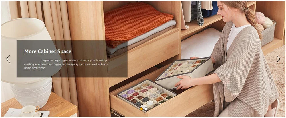 Description Picture 2 of itemSock Underwear Organizer Drawer Divider Foldable Closet Organizers Bins Cabinet Organization Storage Box for Socks Underwear Tie