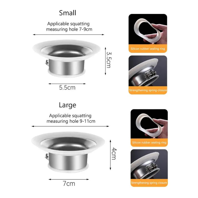 Description Picture 2 of itemStainless Steel 1 Pcs Squatting Pan Anti-smell Plugs Toilet Sewer Pipe Drain Cover Floor Sewage Overflow Anti-blocking Cover