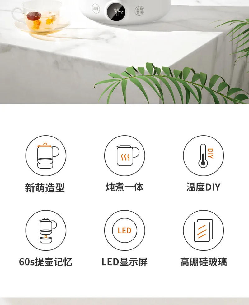 Description Picture 3 of itemMiniature Glass Flower Teapot Health Pot Tea Maker Electric Kettle Cooking Pot Kitchen Appliances