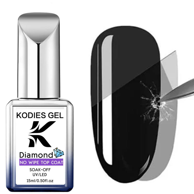 Description Picture 4 of itemKODIES GEL Upgrade Diamond Top Coat Gel Nail Polish 15ML Longer Super Shine Glass Finish UV Gel Varnish Semi Permanent Manicure