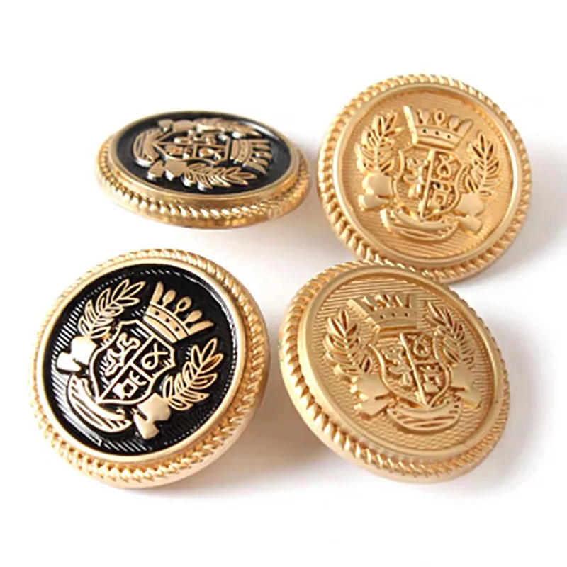 Description Picture 5 of item10Pcs Vintage Metal Round Buttons College Style Crown Pattern Suit Buckles Sewing Jacket Coat Garment Shank Golden Buttons