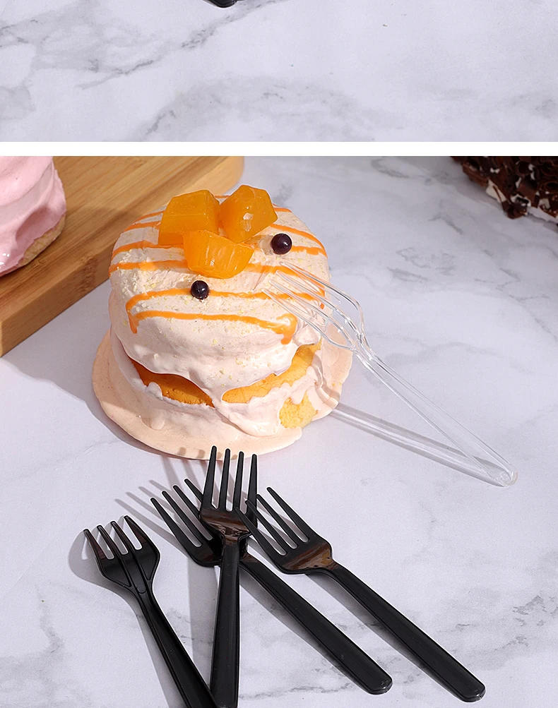 Description Picture 6 of item100Pcs/pack Long Handle Fork Reusable Plastic Disposable Forks Party Picnic Pack Tableware Thickening Fine Food Knife