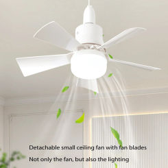 screw in fan light without wiring - with light and remote control, 3-speed wind speed adjustment, suitable for bedrooms