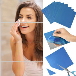 10pcs Home Decor Bathroom Self-adhesive Mural Mirror Stickers Wall Tile Stickers Square DIY Decals