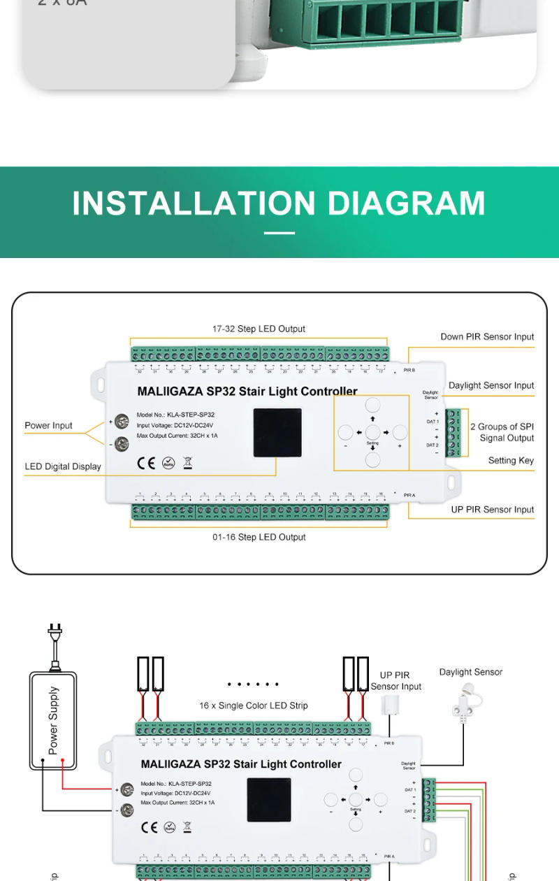 Description Picture 5 of item1-32step LED Stair Controller With Daylight Sensor Motion Sensor Stair Light Strip SPI Side and Step Stair LED Strip Lighting