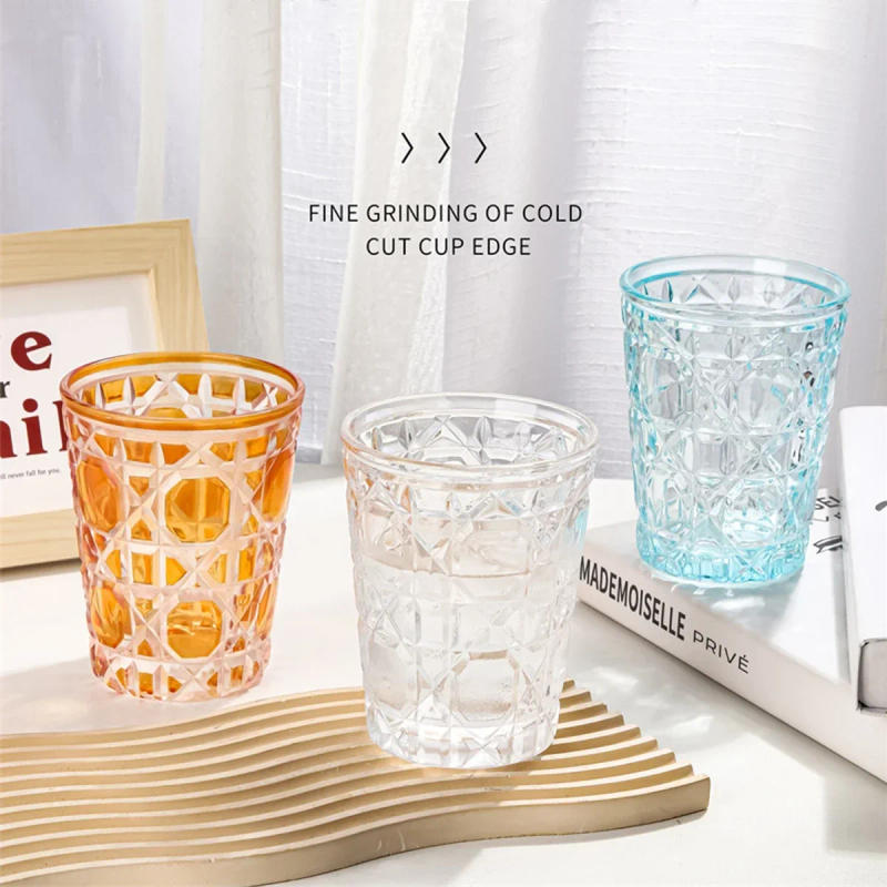 Description Picture 3 of item1pc 320ml Crystal Whisky Glass Cup Plaid Handmade Engraving Colorful Brandy Wine Glass Spirit Glass Tumbler