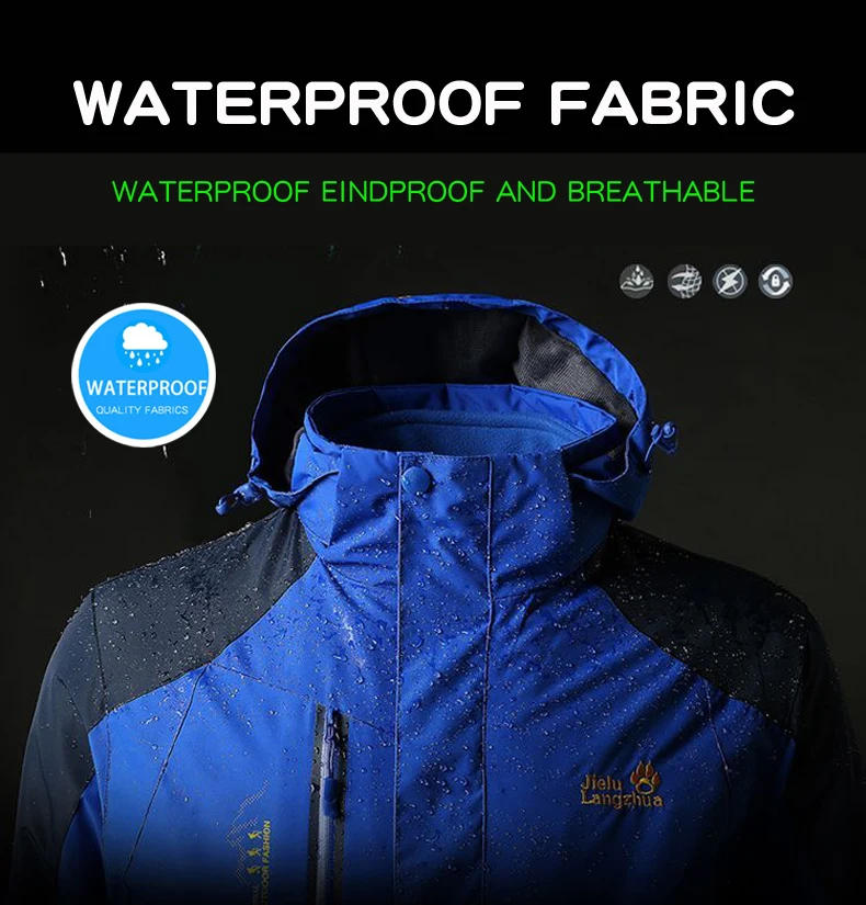 Description Picture 4 of itemMen's Waterproof Hiking Jackets Winter Men Windbreak Fleece Thick Warm 3 In 1 Camping Hunting Fishing Coats Male Large Size