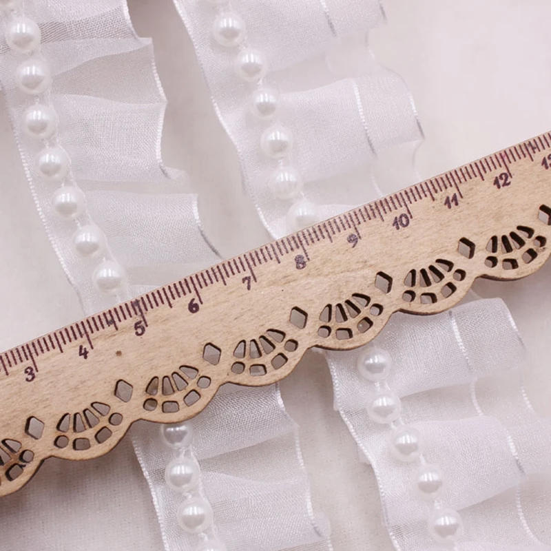 Description Picture 3 of item1Yards Black White Beaded Fringe  Lace Ribbon Pearl Embroidery Fabric Tassel Trim Jewelry Diy Clothing Wedding Dress Accessories