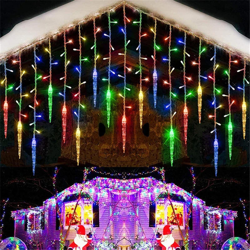 Description Picture 4 of itemChristmas Garland LED Icicle Curtain String Lights Droop Outdoor Garden Street Wedding Decorative lighting Steady on