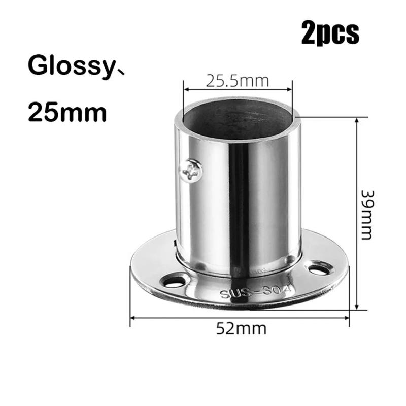 Description Picture 3 of item2pcs Steel Pipe Bracket Tube Support Wardrobe Bracket Flange Rail Rod Pole Socket Curtain Drying End Support Holder 19-32mm