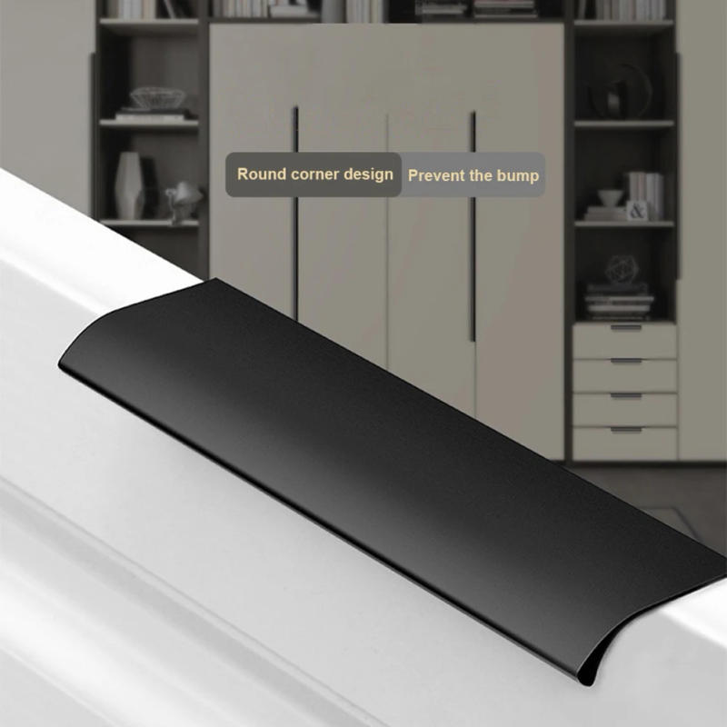 Description Picture 6 of itemBlack Kitchen Cabinet Door Handles Aluminum Alloy Handles Cupboard Drawer Concealed Finger Edge Pull Furniture Handle Hardware