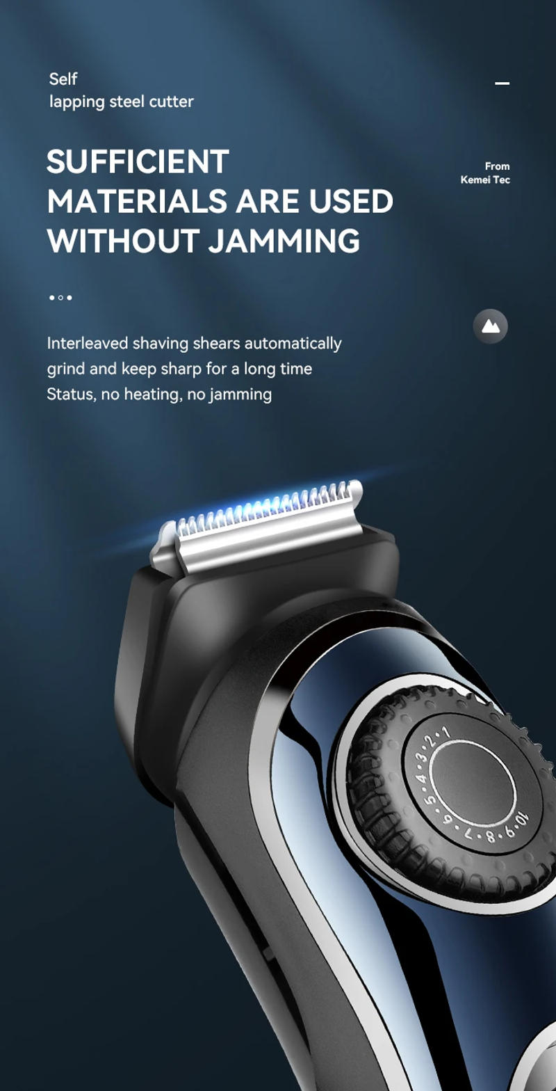 Description Picture 4 of itemKemei Cordless Adjustable 1-10mm Hair Trimmer For Men Face Beard Trimmer Rechargeable Edge Hair Clipper Electric Lithium Battery