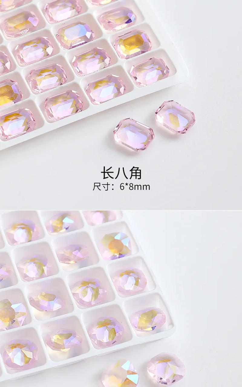 Description Picture 4 of item20PCS Glitter Ice Translucent Aurora Pink Sharp Naked Diamonds Crystal Nail Art Rhinestones Jewel Decorations Manicure Ornaments