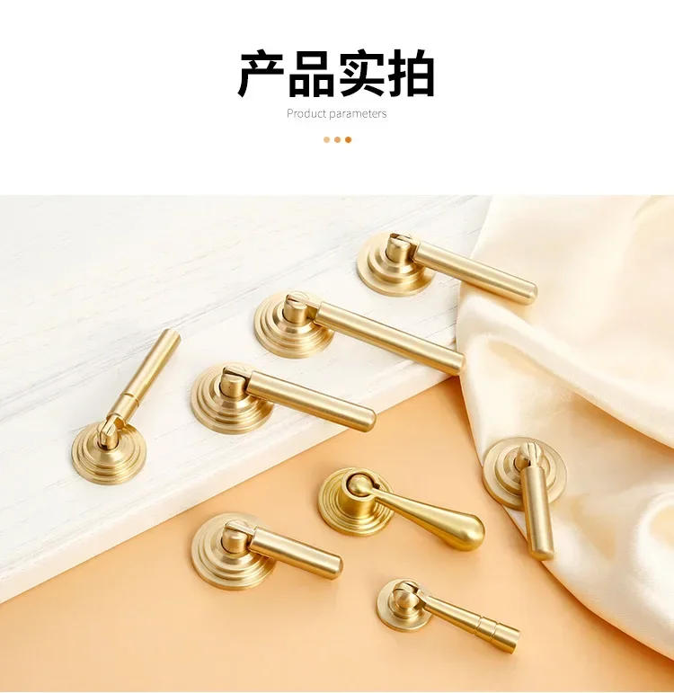 Description Picture 4 of itemGold brushed cabinet door Brass handle Furniture hardware clothing cabinet pure copper handle Cabinet door window accessories