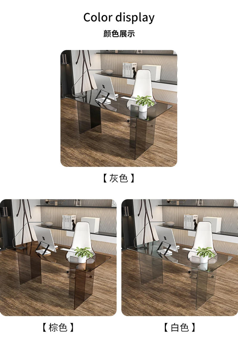 Description Picture 3 of itemGlass Computer Office Desk Table Organizer Design Accessories Office Desk Standing Reception Modern Bureau Meuble Room Decor