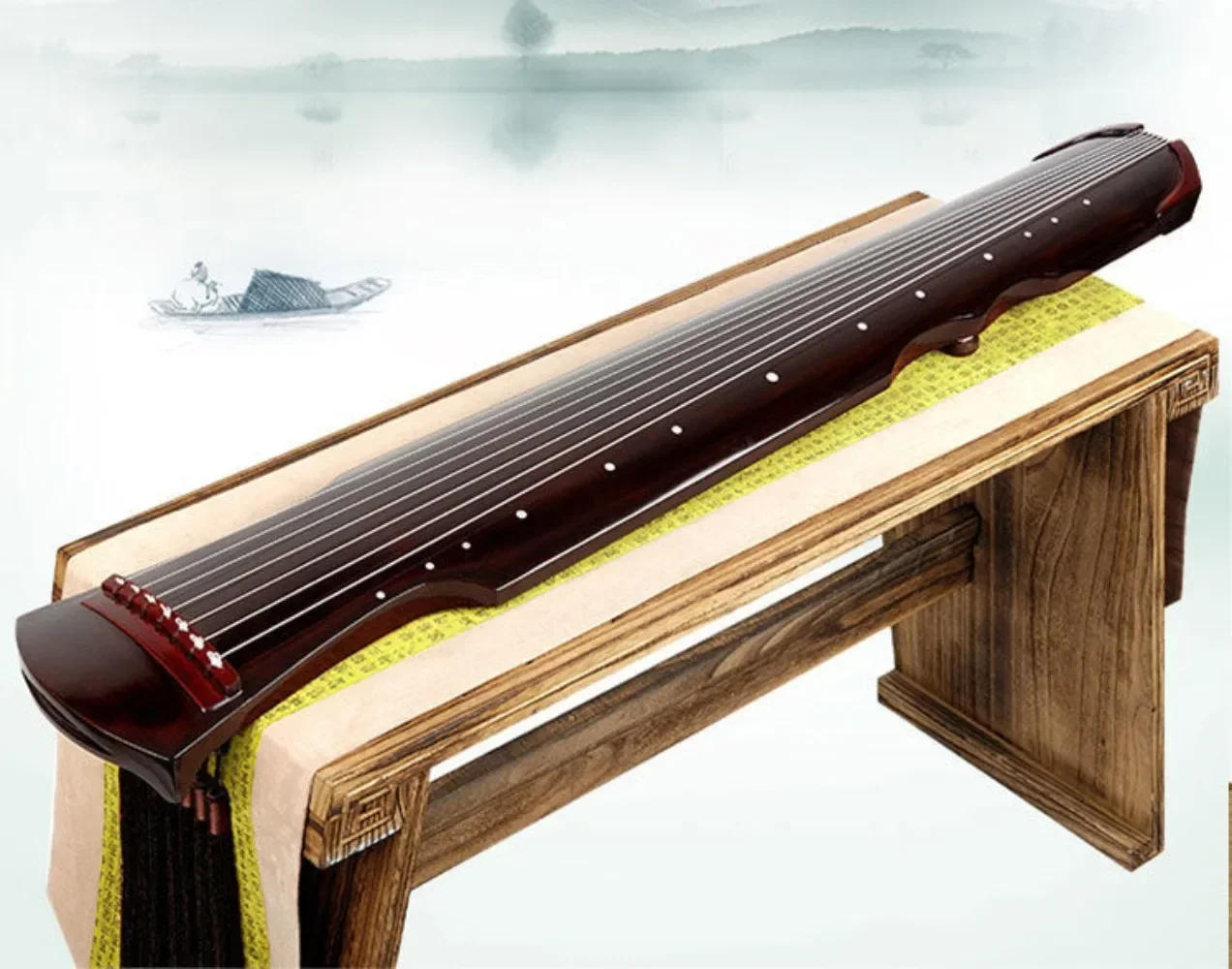 Description Picture 5 of item7 Strings Guqin Zither Handmade Guzheng Beginner Stringed Instruments with Accessories Chinese Traditional Musical Instruments