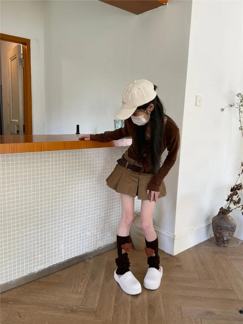 Description Picture 2 of itemNew Lolita Leg Warmers Japanese Women Gothic Long Socks Ribbon Leggings Gaiters Knee Goth Winter Sock Knitted Cuffs Ankle Warmer