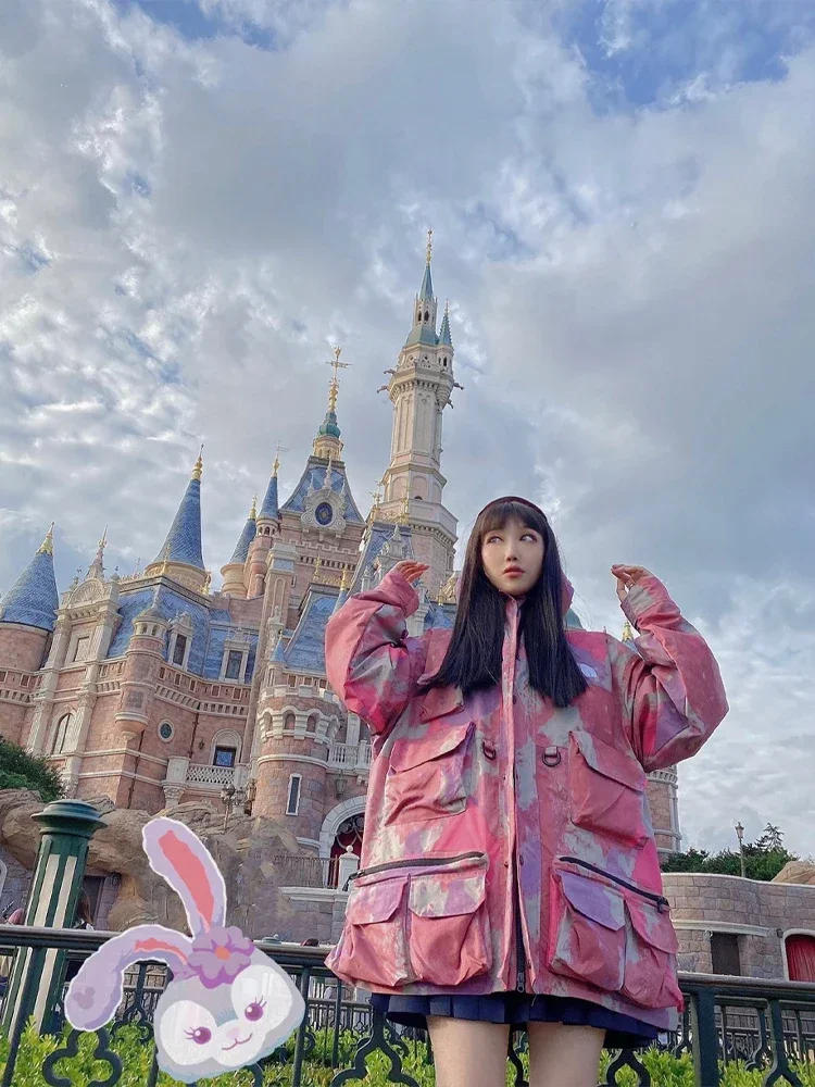 Description Picture 3 of itemFace X Co branded 20SS Camo Tie Dyed Multi Pocket Charge Coat Men's Windproof Outdoor Jacket Women's Hooded Windbreaker Coat