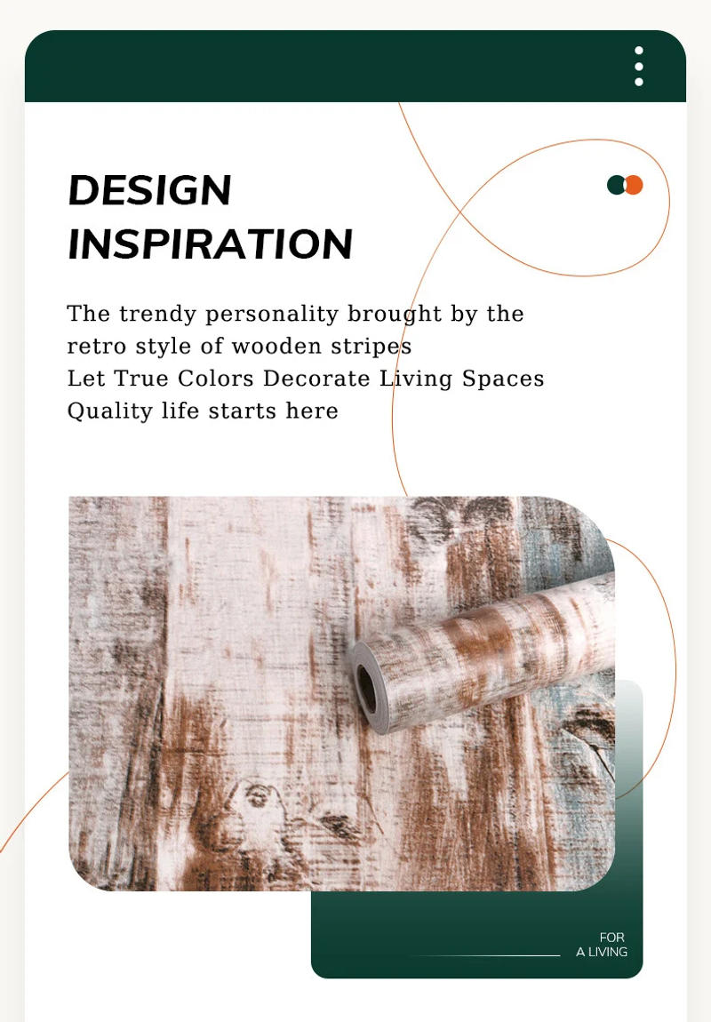 Description Picture 4 of itemPVC 45cm Self-adhesive Wallpaper Retro Wood Grain Modern Home Decoration Furniture Background Decorative Decoration for Bedroom