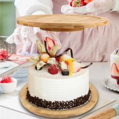 Cake Stand Turntable Pizza Serving Board Dessert Table Display Rotating Wooden Tray for Pantry Home Dining Table Cabinet Kitchen