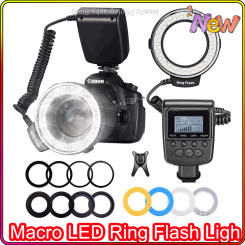 RF-550D 48 Macro LED Ring Flash Light With 8 Adapter Ring For Nikon Canon Pentax Olympus Panasonic DSLR Camera aro de luz Kits