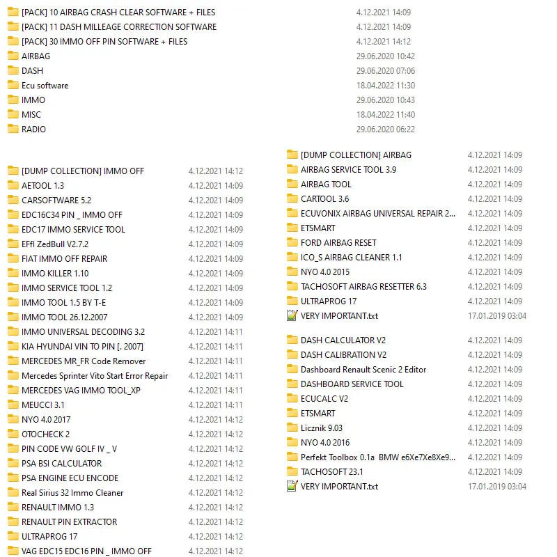 Description Picture 4 of itemDASH MILLEAGE CORRECTION + AIRBAG CRASH CLEAR + IMMO OFF + DASH + IMMO SOFTWARES / TOTAL 32 GB Package of Software Ecu