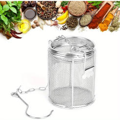 Stainless Steel Mesh Tea Strainer Spice Filter Tea Infuser Soup Seasonings Separation Basket with Chain Hook to Brew Loose Leaf