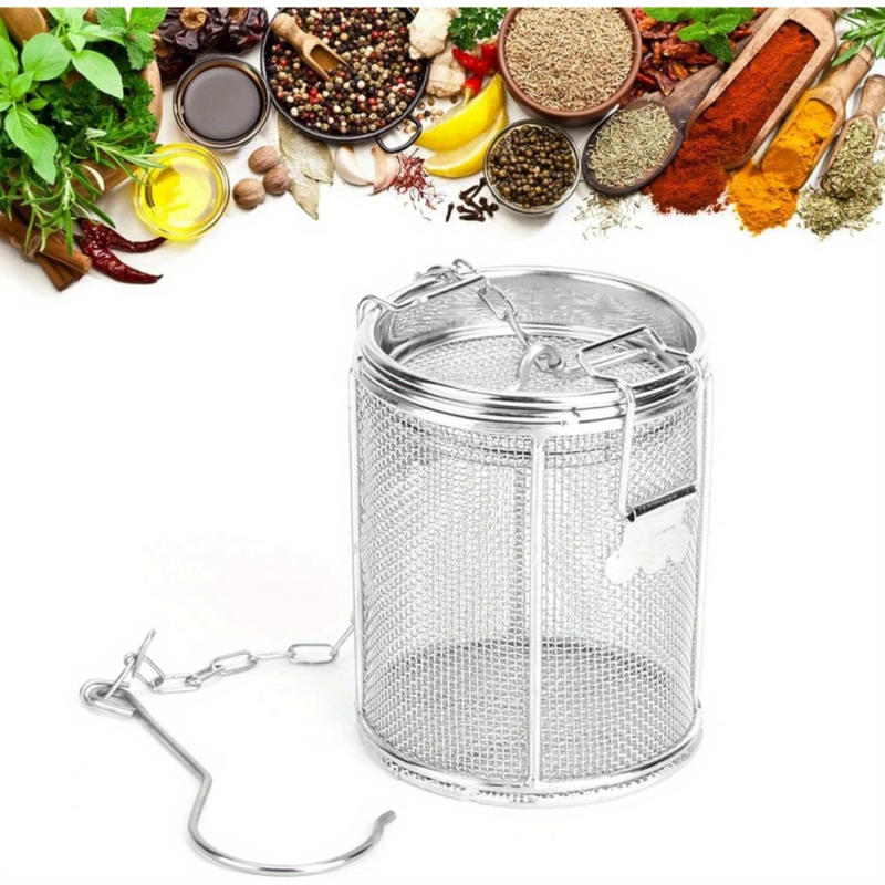 Description Picture 2 of itemStainless Steel Mesh Tea Strainer Spice Filter Tea Infuser Soup Seasonings Separation Basket with Chain Hook to Brew Loose Leaf