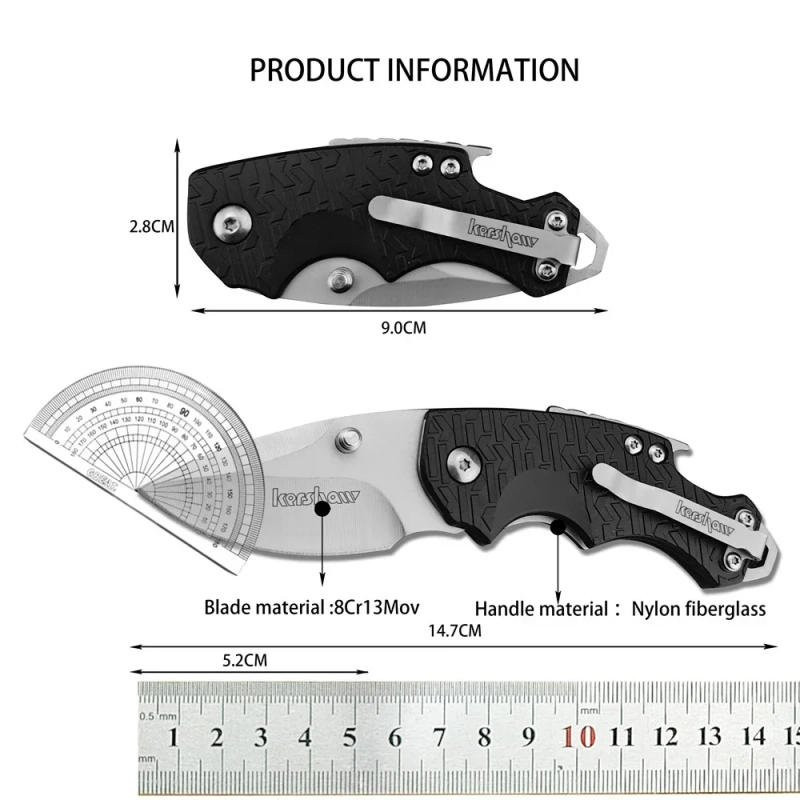 Description Picture 2 of itemKS 3800 Shuffle Mini Folding Knife Stainless Steel Outdoor Tactical Survival Hand Tool Utility Pocket Knives Bottle Opener