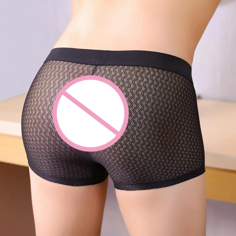Description Picture 5 of itemMen's Sexy Mesh Middle Waist Underwear Ultra-Thin Sissy Pouch Briefs Homme Solid See Through Underpants Breathable Panties