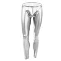 Sexy Men Low-rise U Bulge Pouch Night Clubwear Leggings Stage Performance Tights Bodywear Pants Man Shiny Faux Leather Leggings