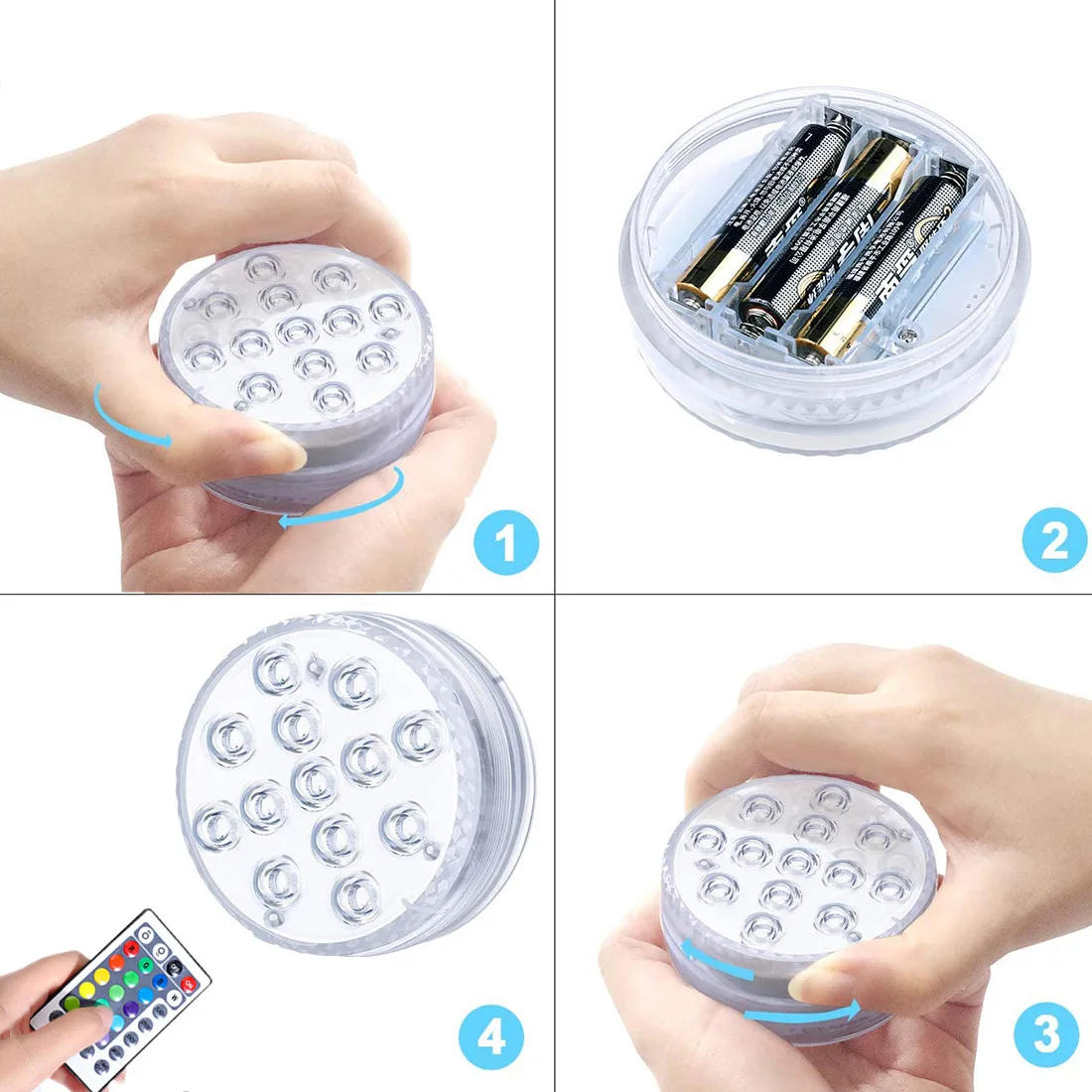 Description Picture 6 of itemRGB LED Underwater Light 10LEDs Submersible Night Lamp Battery Powered Garden Swimming Pool Lights For Wedding Party Vase