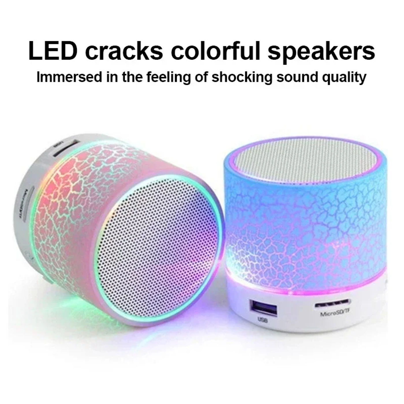 Description Picture 2 of itemBluetooth Speaker Mini Wireless Loudspeaker Crack LED TF Card USB Subwoofer Portable MP3 Sound Wireless Speaker for Smart Phone