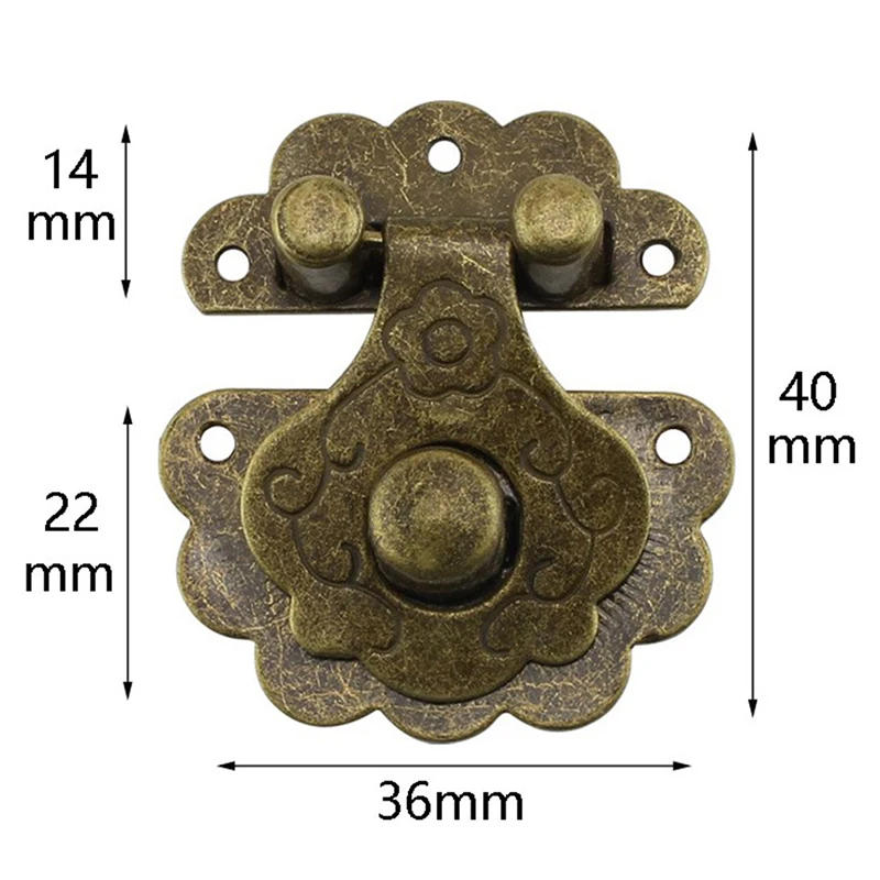 Description Picture 4 of item1pc Lock Hasp Hook Metal 6 screws Antique Bronze 40x36mm Decorative Wooden Box Case Chest Padlock Vintage Iron Hardware