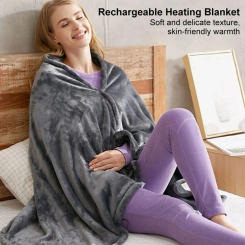 USB Electric Heated Blanket 3 Heating Levels Body Warmer Blanket Wearable Coral Velvet Blanket for Household and Office
