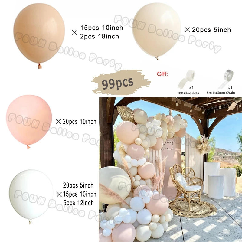 Description Picture 5 of itemCoffee Brown Balloon Garland Arch Kit Wedding Birthday Party Decor Kids Baloon Baby Shower Globos Khaki Sand Latex Ballon