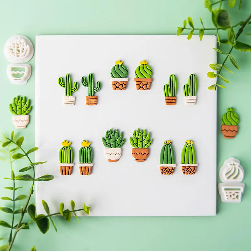 Description Picture 2 of itemNew Cactus Soft Pottery Polymer Clay Molds Clay Cutter Earring Jewelry Pendant Making Green Plant Ornament Pendant Clay Tools