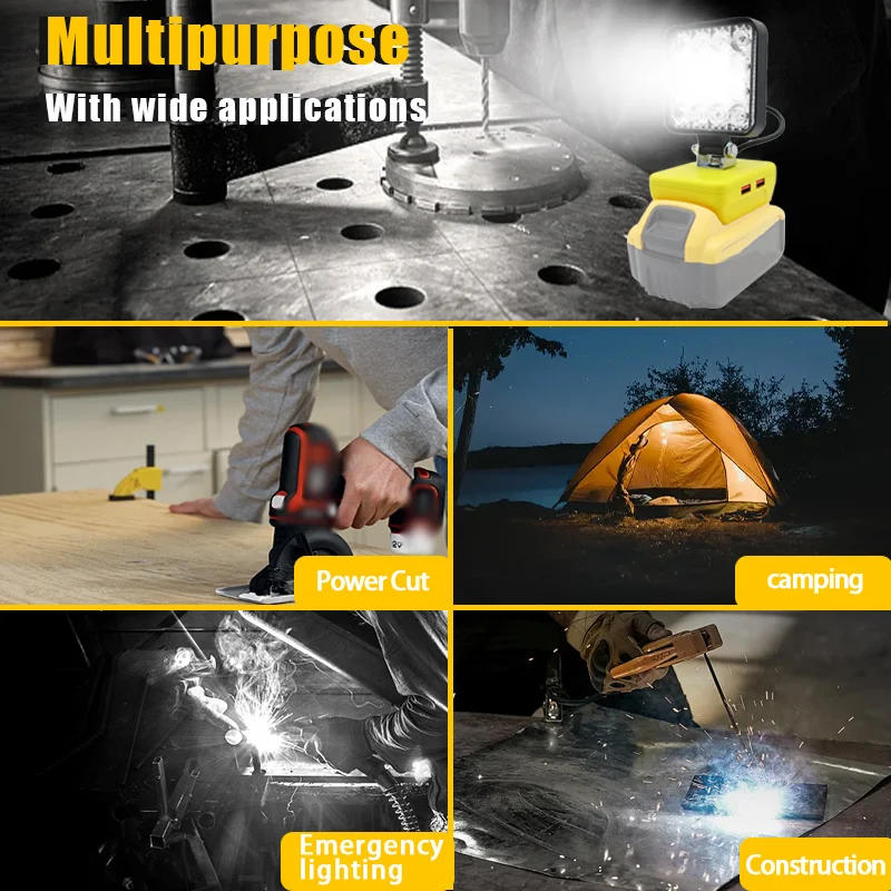 Description Picture 3 of itemLed Light For Dewalt For Milwaukee For Makita For Bosch 18V Battery Spotlight Outdoor Work Fishing Handheld Emergency Tool Lamp